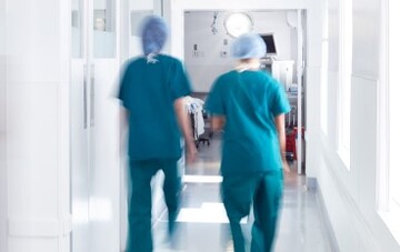 Doctors walking in the hallway of a hospital
