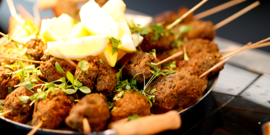 plate with meat kebabs