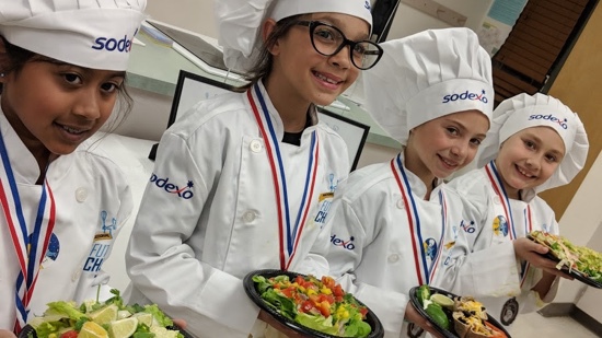 Graphic: child chefs holding their plates of food