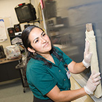 black board cleaning employee