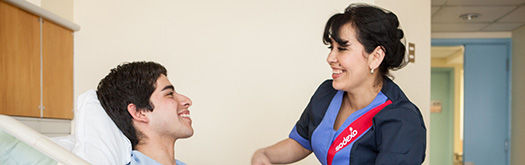 Sodexo employee with a patient