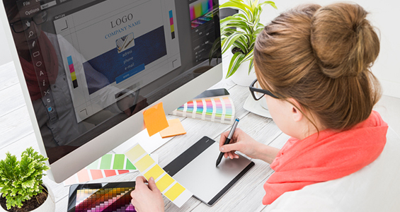 Graphic designer at work
