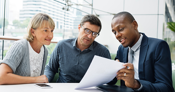 A man having a business meeting with clients